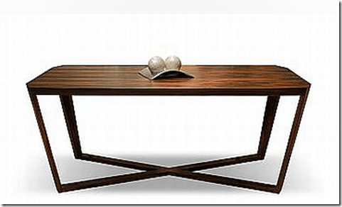 Mesa con patas cruzadas