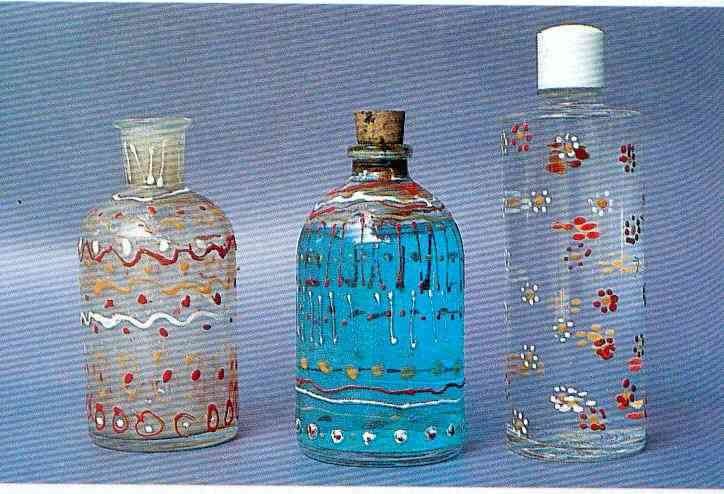 botellas de cristal decoradas a mano
