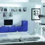 mueble modular en azul y blanco