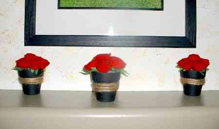 Macetas con rosas de fieltro en el salón 1