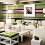 mary macdonal pared a rayas horizontales rosa y verde y muebles blancos via dominomag