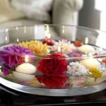 centro de mesa flores y velas