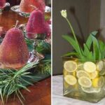 Centros decorativos con flores y fruta