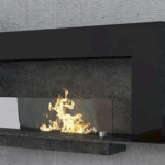 Estantería con chimenea en negro