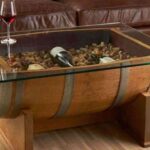 Mesas de cristal hechas con barricas