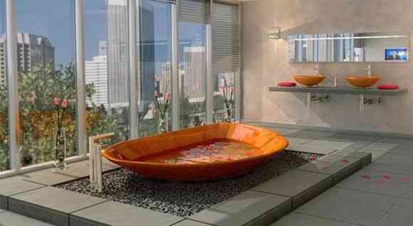 Decoración de baños: bañera concha de hightech