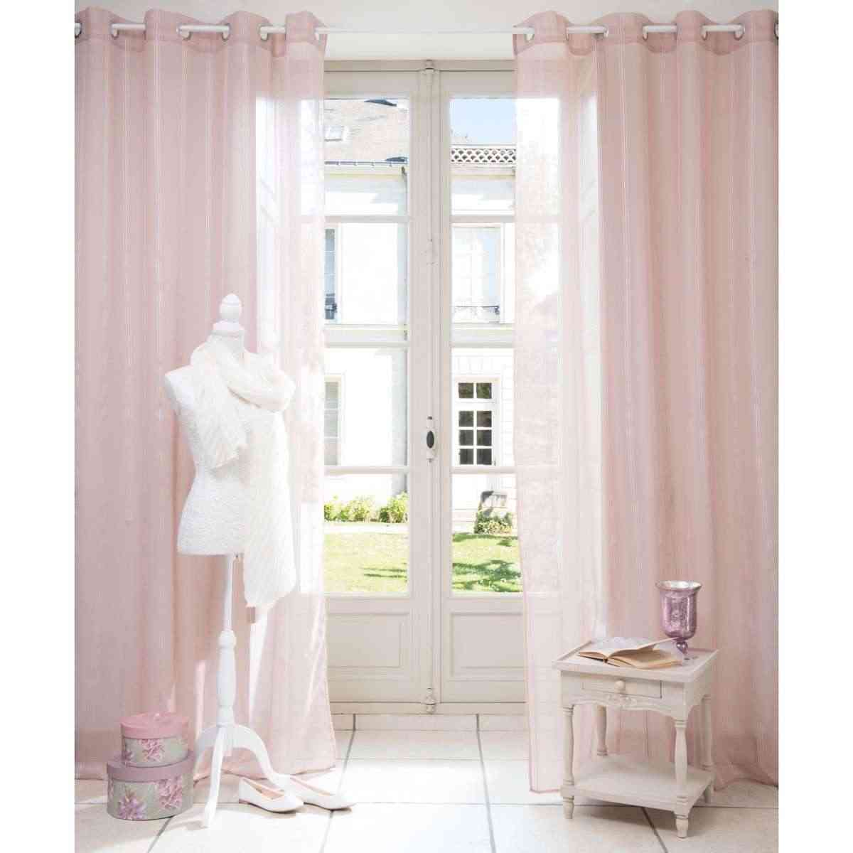 Maisons du Monde - Cortina de ojales de tela rosa 140 x 250 cm BEAUNE