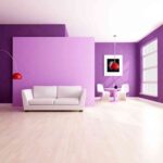 decorar un salon lila y gris – pared de color