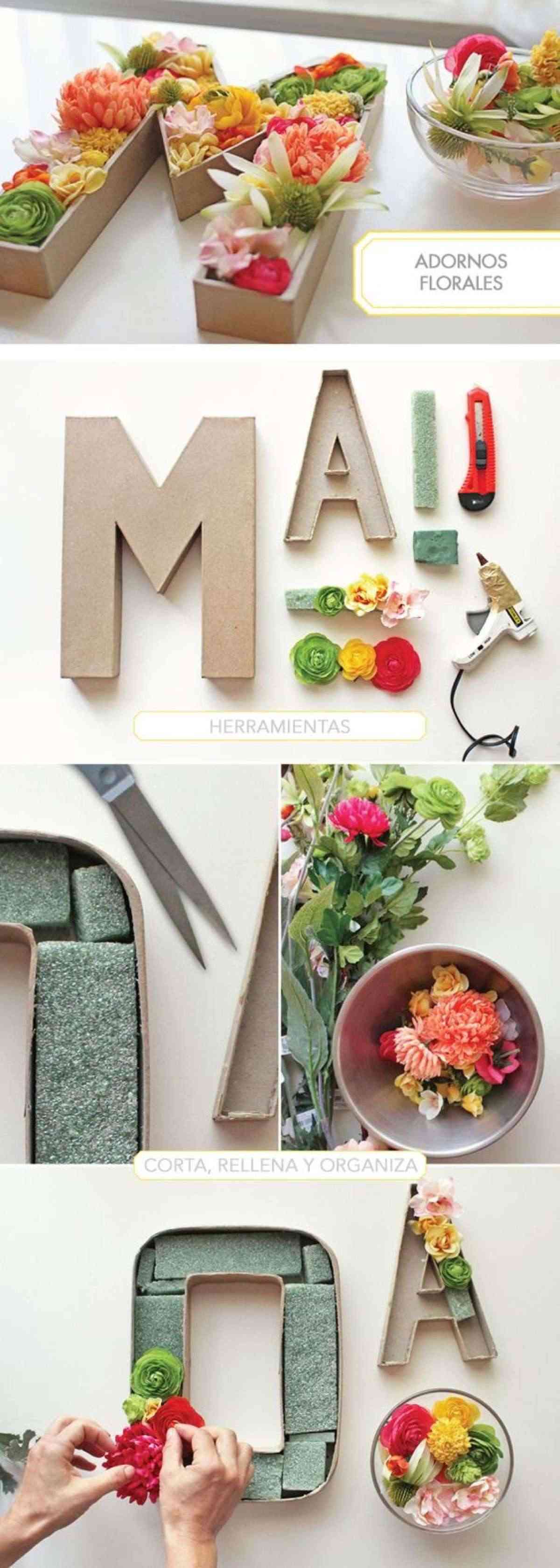 hacer letras con relieve con flores