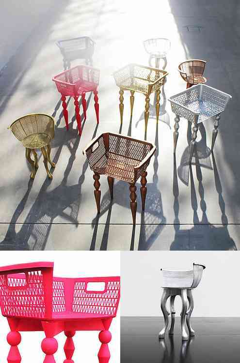 Asientos hechos con cestas 1 asientos