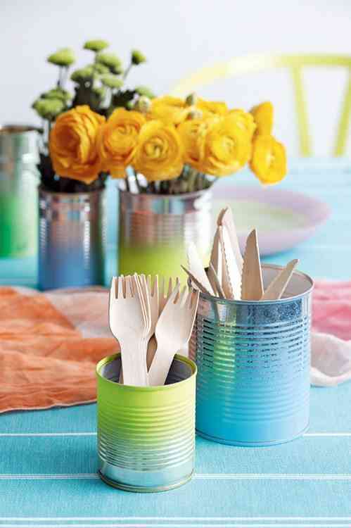 Decorar la mesa con latas 1 latas