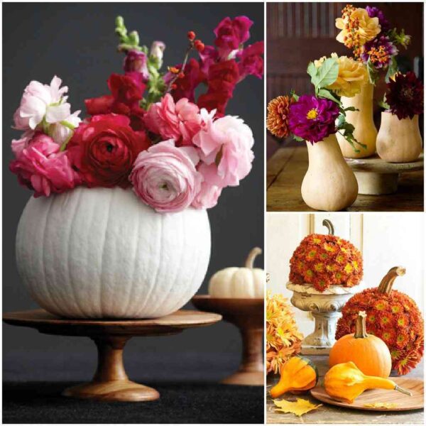 centro de mesa con calabazas