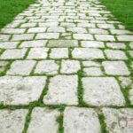 hacer suelo de piedra en tu jardín con cesped