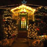 puerta de miedo para Halloween – luces de Navidad