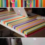 decora un mesa con washi tape de colores