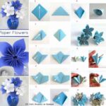 flores origami azules para decorar