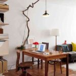 decoracion con rama de árbol – lámpara