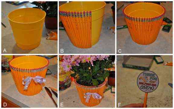 Idea para decorar macetas con lápices 2 tutorial como decorar maceta