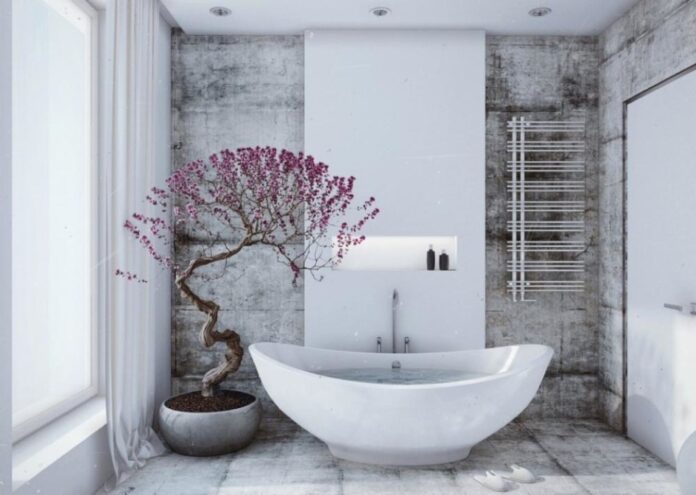 decorar el baño con un arbol