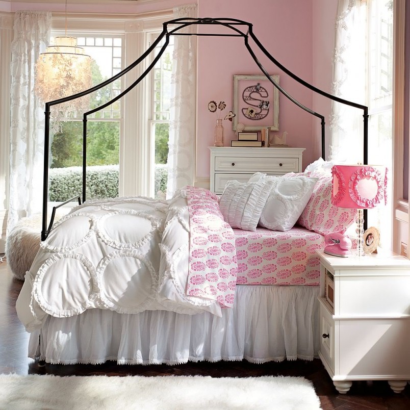 dormitorio en color rosa palo