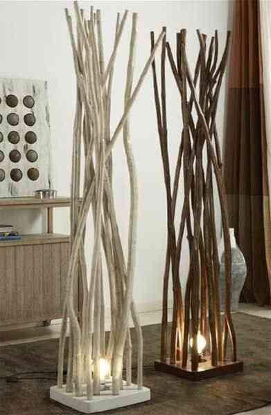 Diferentes formas de decorar con troncos y ramas Decoracion contemporanea con mesas tronco