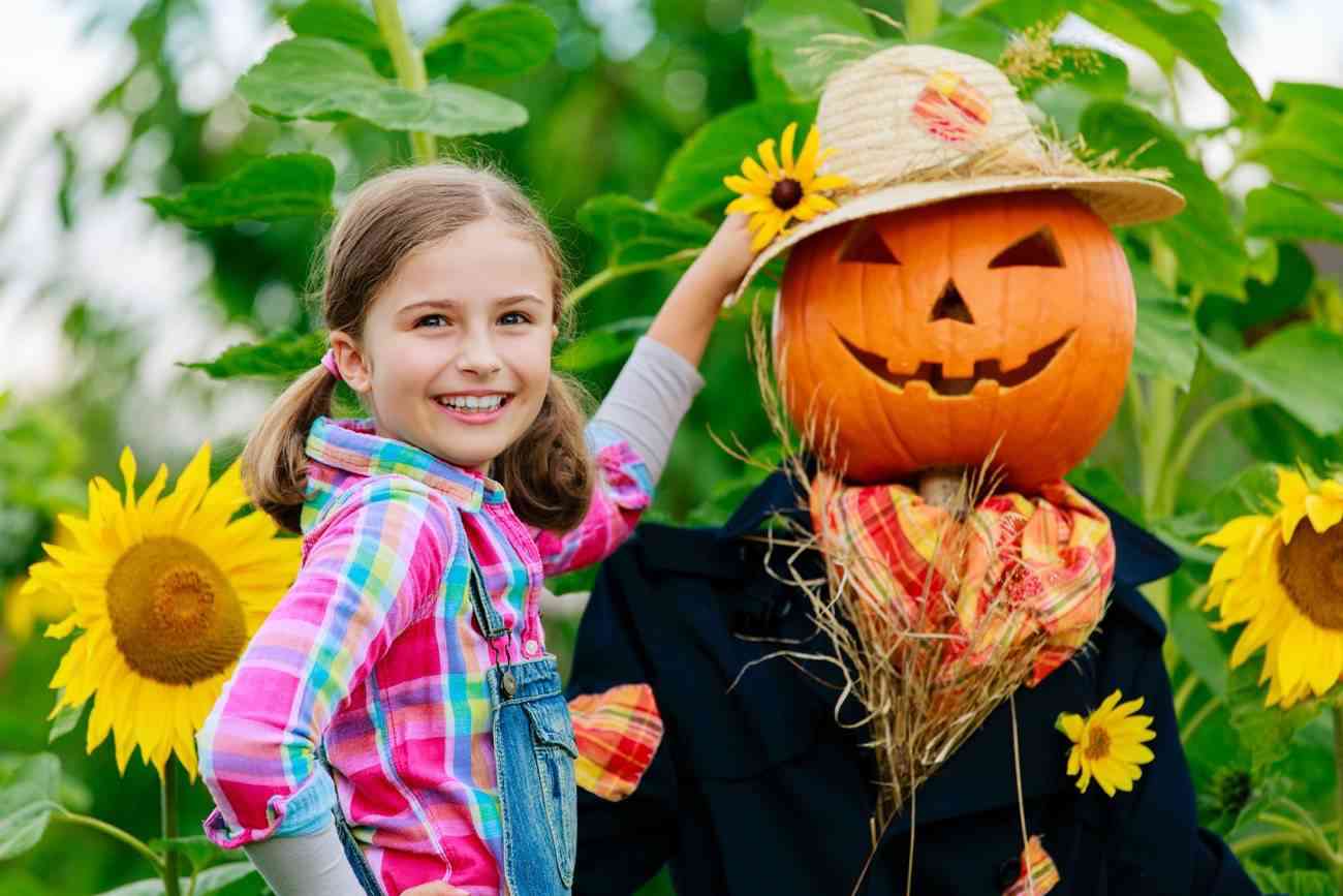 decorar tu jardin en Halloween - espantapajaros con calabaza