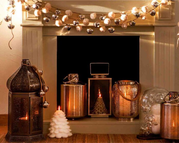 ideas para decorar una chimenea con estilo navideño