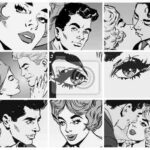 fotomural-coleccion-de-ilustraciones-parejas-de-enamorados-pareja