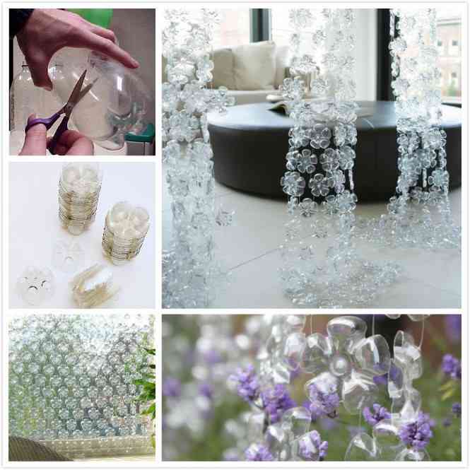 Cortina de botellas recicladas para el jardÃn paso a paso Cortinas Decorativas creativo