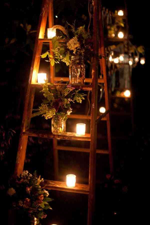 decorar el jardin con velas