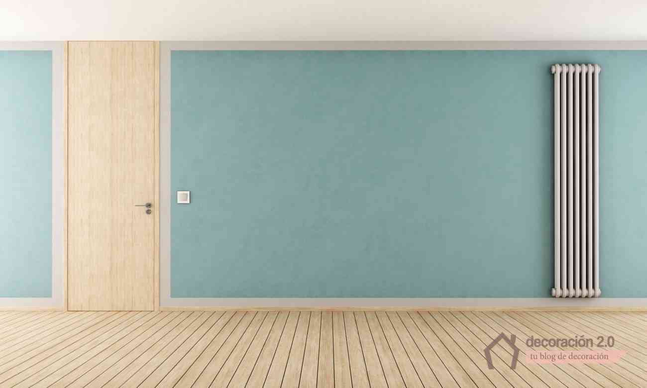 Blue room with modern radiator
