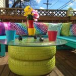 DIY Muebles de exteriores. Una mesa con neumáticos reciclados