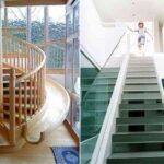 Unas escaleras con tobogán para bajar