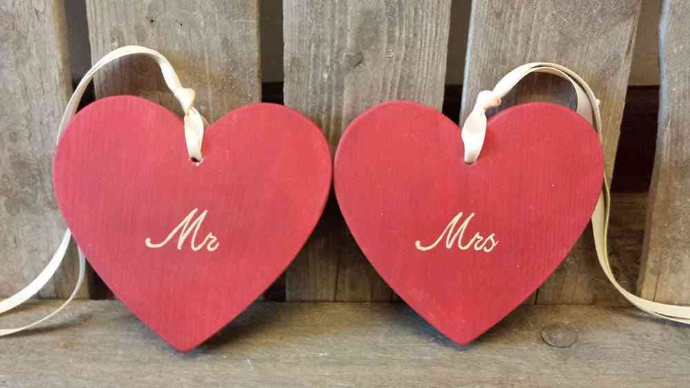 boda vintage Corazones Mr & Mrs