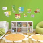 cuarto de los ninos estanteria pared verde