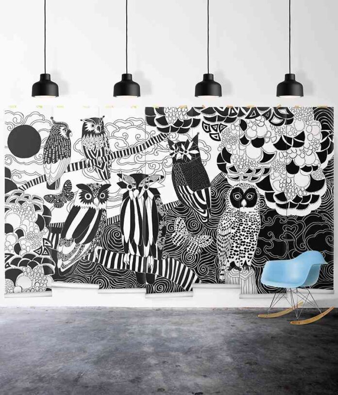 papel pintado en blanco y negro