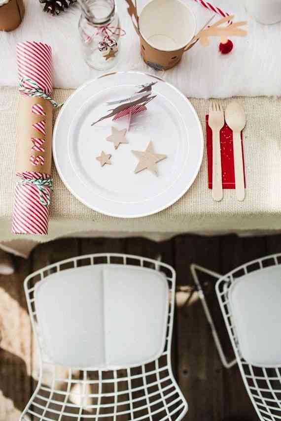 Decorar la mesa infantil en Navidad cubiertos