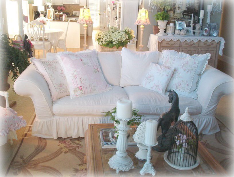 salón de estilo shabby chic