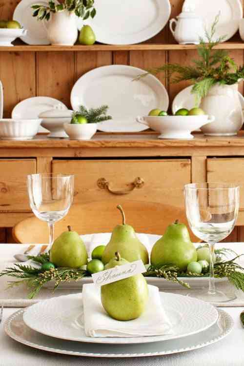 decorar la mesa peras