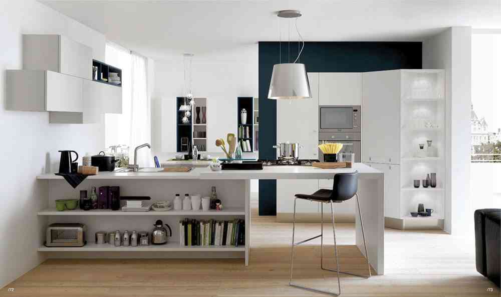 cocina abierta al salon home designing blanco