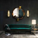 espejos de pared unicos sofa verde