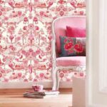 estampado toile de Jouy rojo pared press