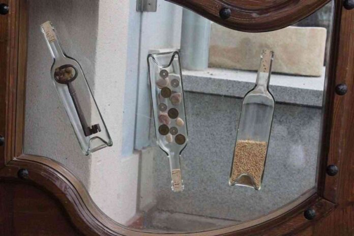 decorar con botellas de vino. Lagar de Isilla. Patricia Muñoz