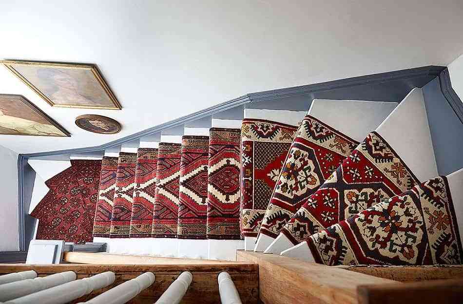 alfombra vintage para la escalera vista top