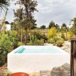 pequena piscina en el jardin huerto