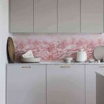 Designer Kitchen Splashback Wallpaper – Pink Floral