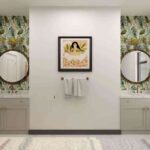 decorar el bano con colorido papel tapiz