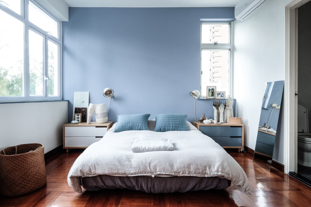 combinación de azul en el dormitorio
