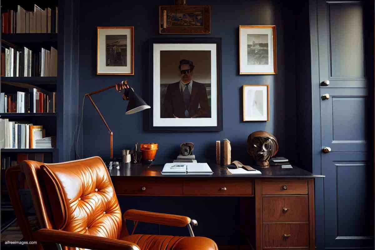 Despachos de oficina con estilo moderno, silla de cuero y muy realistas 1
