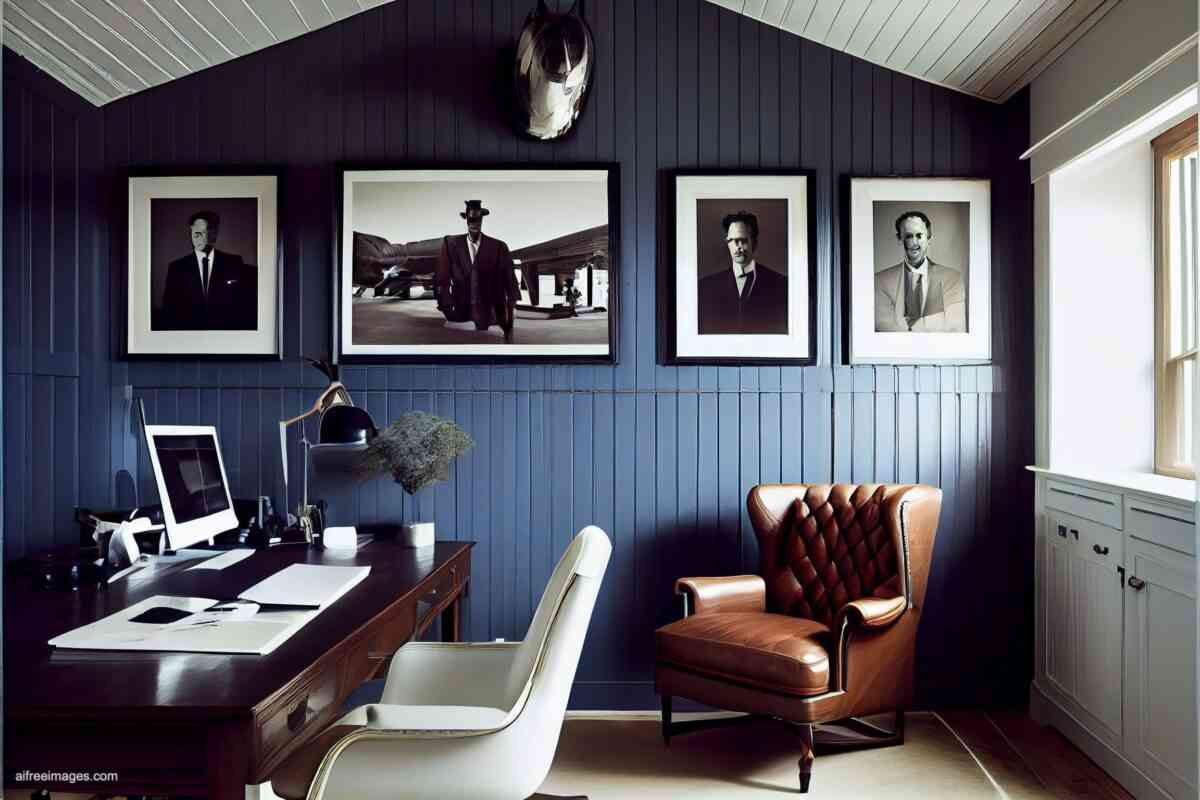 Despachos de oficina con estilo moderno, silla de cuero y muy realistas 8